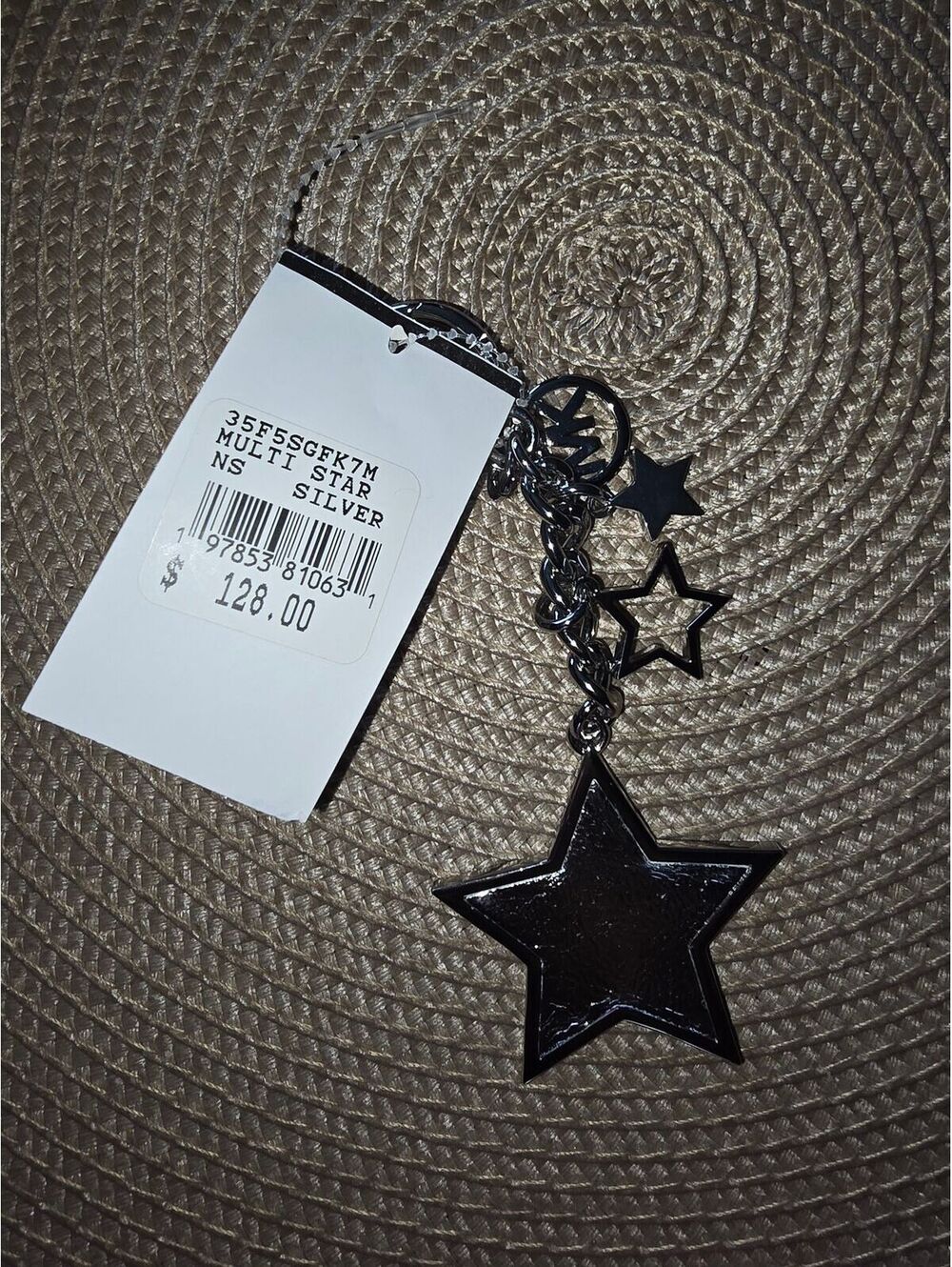 NWT Michael Kors Silver Stars Key Fob/ Bag Charm